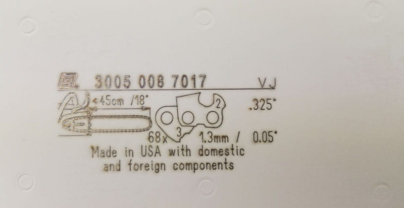 Oznaczenia na prowadnicy STIHL Rollomatic E 45cm .325 1,3mm
